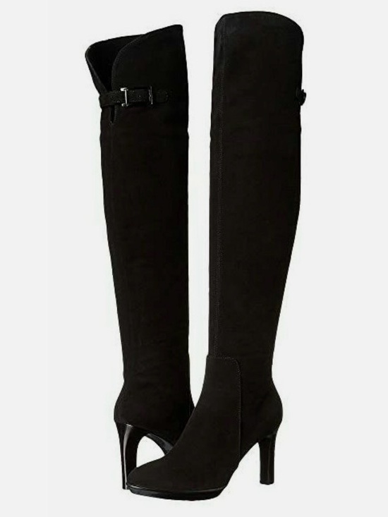 Aquatalia Shoes - Aquatalia Black Over-The-Knee Suede Heel Boots